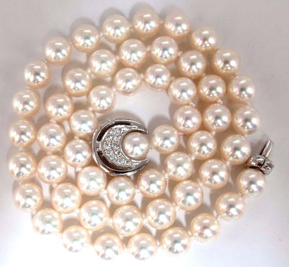 GIA Certified 53 Natural Akoya Pearls Necklace Saltwater Pinctada Fucata 18kt *v