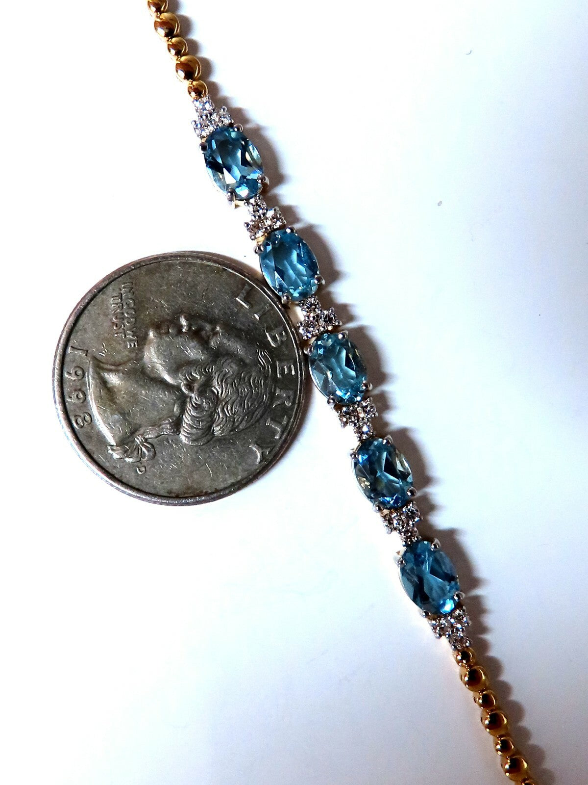 3.34ct natural aquamarine diamonds tennis bracelet 14kt vivid prime aqua blue *v