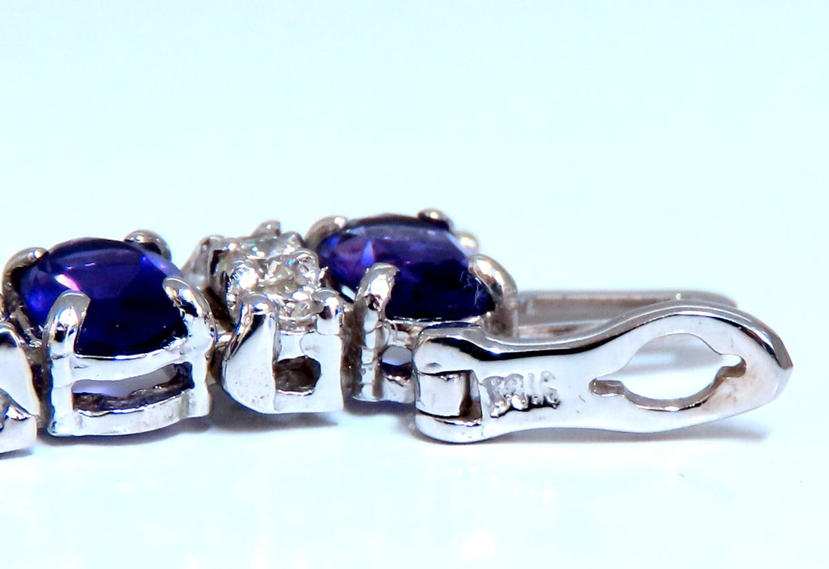 10ct Natural Oval Purple Amethysts Diamonds Tennis Bracelet 14kt Gold *v