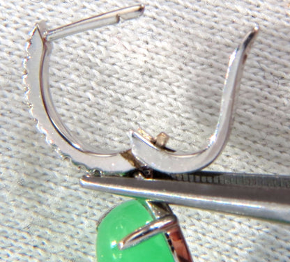 27.80ct GREEN QUARTZ DIAMOND DANGLE EARRINGS 14KT *v