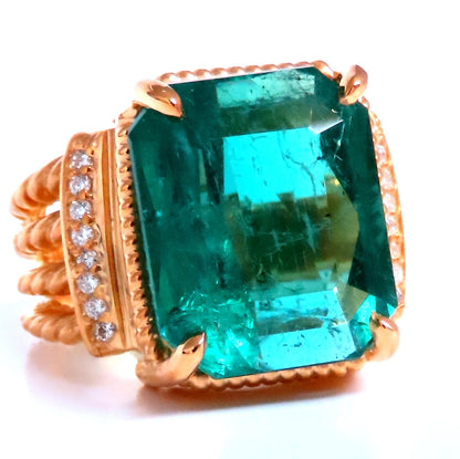 GIA Certified 12.70ct Natural Emerald Diamonds Ring 18kt 44214 *v