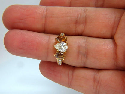 Natural .78ct Pear & 1.52ct Fancy Yellow Brown Diamonds Ring 18kt 10027 *v