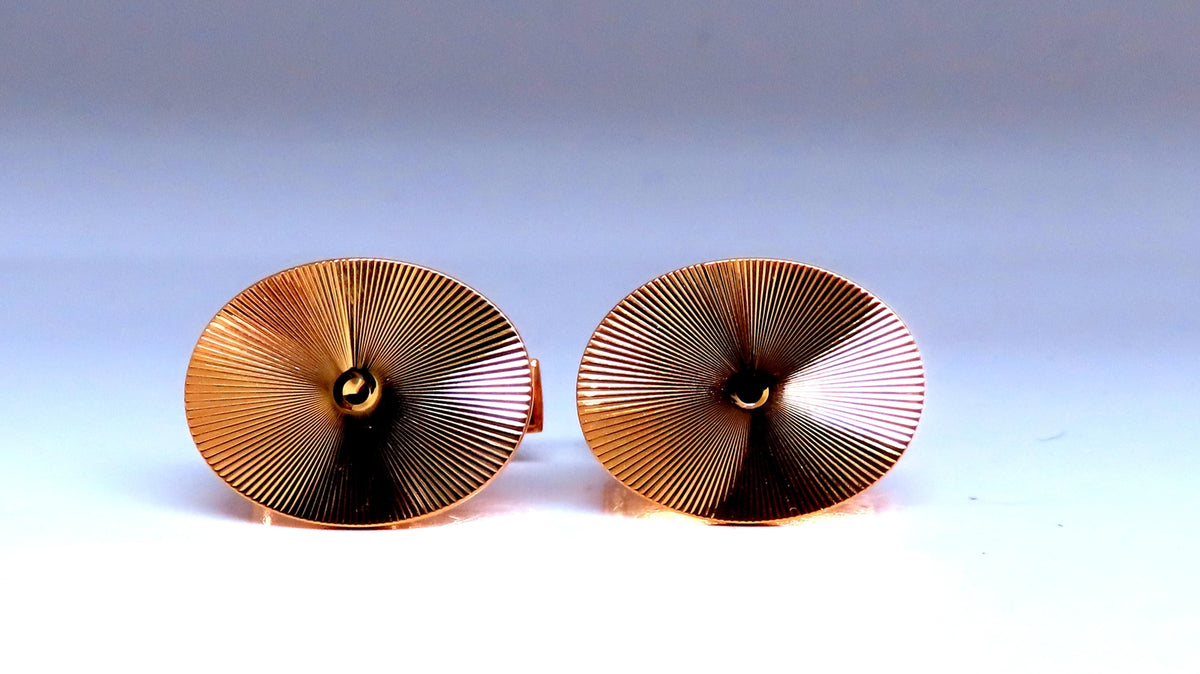 Sunburst Graver Etch Oval Cufflinks 14kt Gold 12367 *v