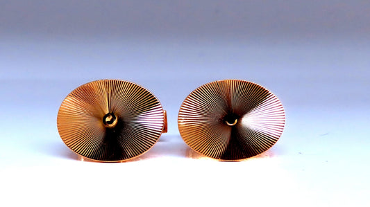 Sunburst Graver Etch Oval Cufflinks 14kt Gold 12367 *v