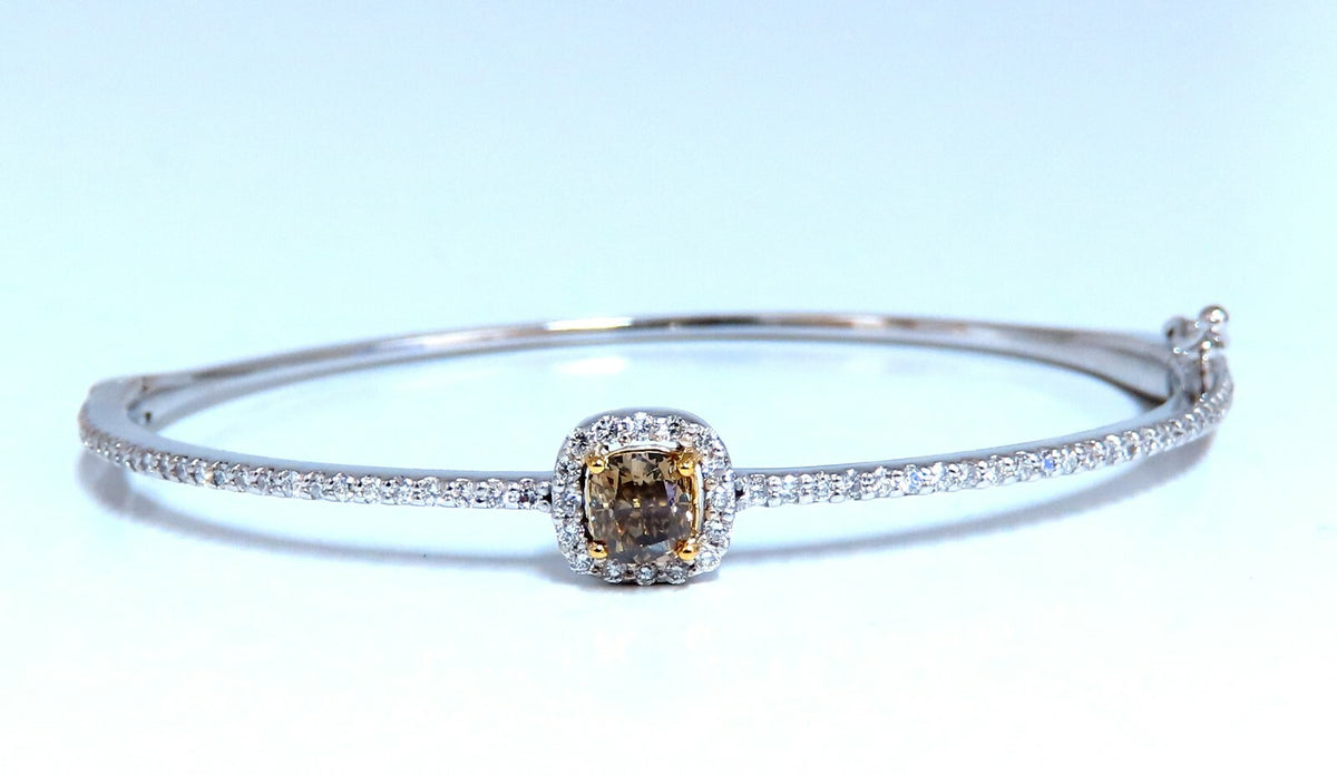 1.20ct Natural Fancy Color Diamonds Bangle Bracelet 14kt Gold Mod Deco Prime *v