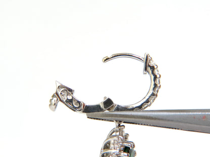 2.88CT NATURAL FINE GEM TSAVORITE DIAMOND DANGLE EARRINGS HOOP 14KT G/VS *v