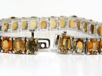 33.00ct. NATURAL GEM YELLOW GREEN ORANGE COLOR SAPPHIRES TENNIS BRACELET 14kt *v