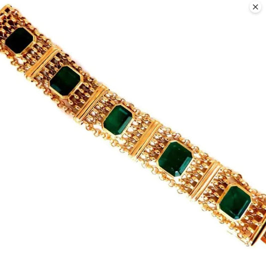 GIA Certified Vintage Emerald Bracelet 60ct 18kt Gold 12238 *v