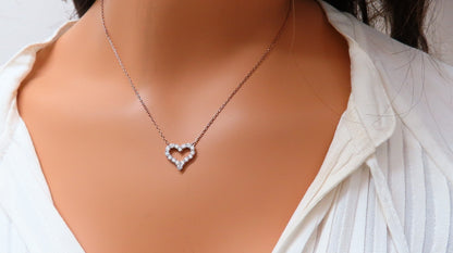 .74ct natural diamonds open heart necklace 14kt g/vs *v