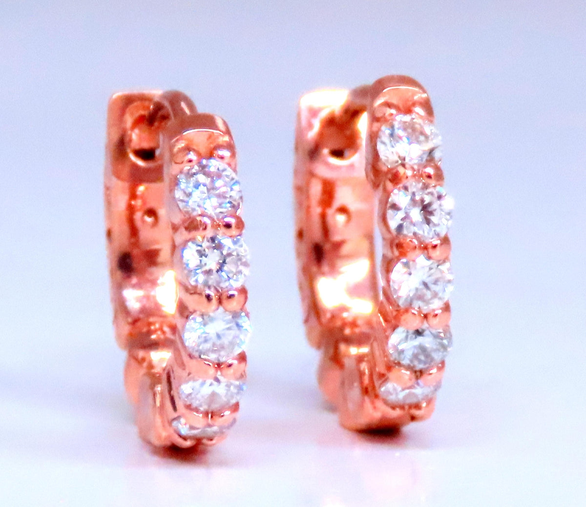 .43ct Diamonds Mini Hoop Earrings 14kt Rose Gold 12492 *v