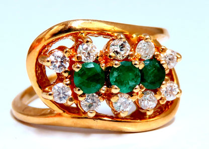 Emerald Diamonds Ring 14kt .36ct Natural Cluster Deco *v