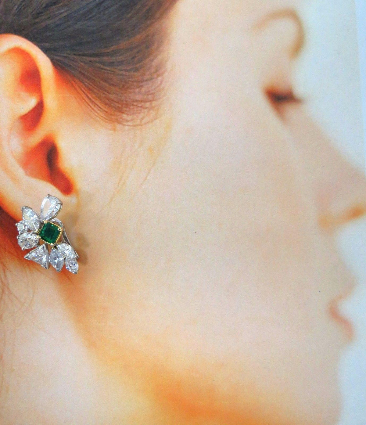 10.90ct Natural Emerald Diamond Crescent Cocktail Earrings Ref 12317 *v