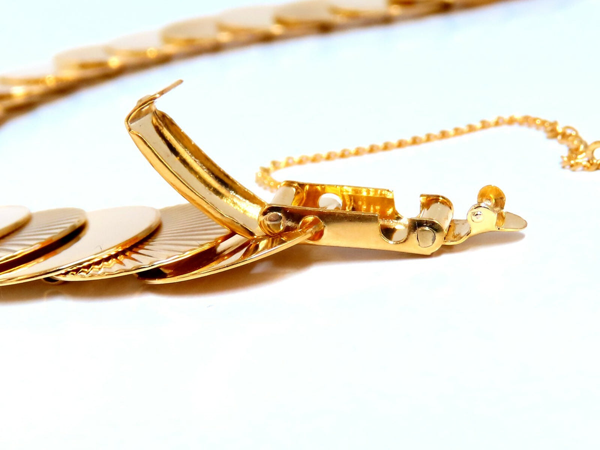 Vintage Circular Disc & Ray Link Bracelet 14kt Gold *v