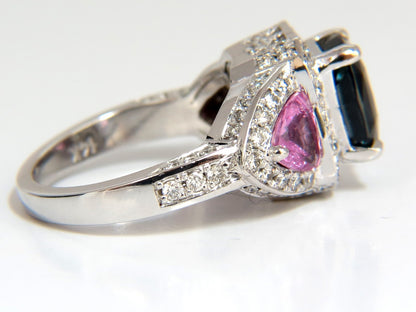 GIA CERTIFIED 6.19ct NATURAL NO HEAT GREEN BLUE SAPPHIRE DIAMONDS RING *v