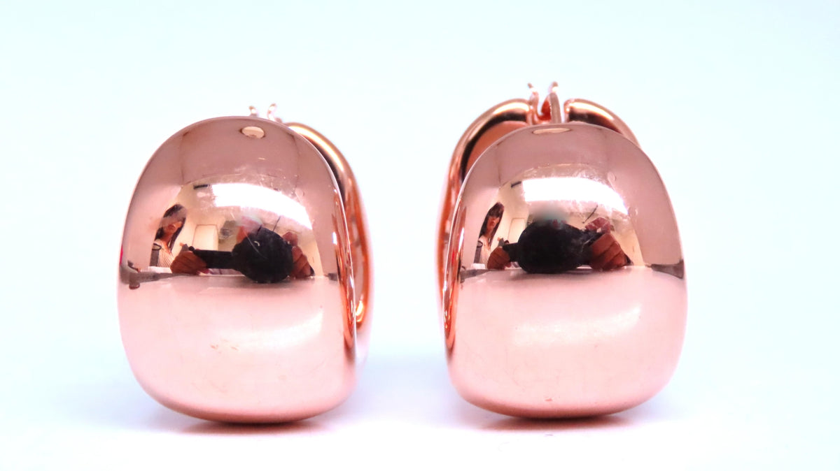Semi Hoop High Shine Wide Lever Clip Earrings 14kt Gold 12583 *v