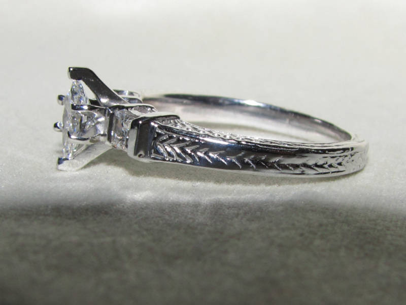 NATURAL .56CT MARQUISE & ASCHER CUT DIAMOND RING 14kt *v