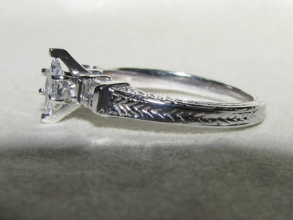 NATURAL .56CT MARQUISE & ASCHER CUT DIAMOND RING 14kt *v
