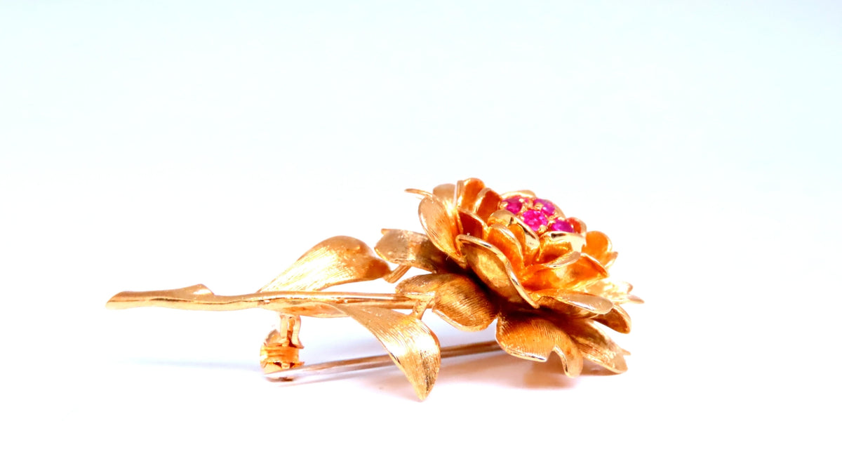 Vintage Revisit 0.30ct Natural Ruby Diamond Brooch Pin 3D Still Life 12552 *v