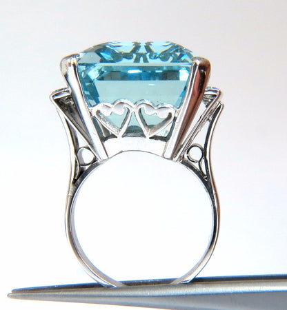 GIA Certified 33.44ct Natural "Blue" Aquamarine diamonds ring Vivid *v
