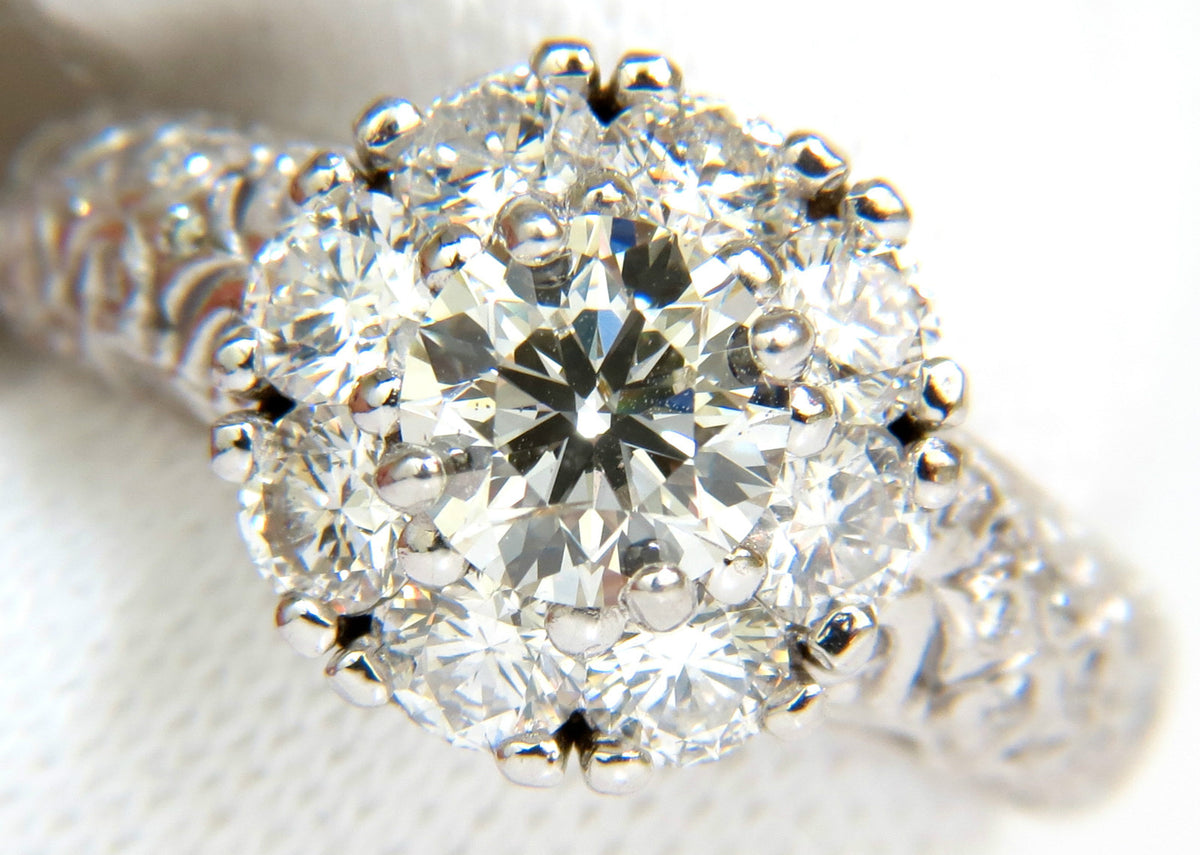 3D GILT 2.06CT CLUSTER NATURAL DIAMOND RING GOLD 14KT VS *v