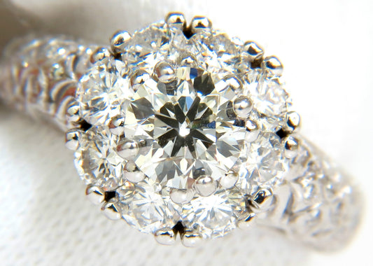 3D GILT 2.06CT CLUSTER NATURAL DIAMOND RING GOLD 14KT VS *v