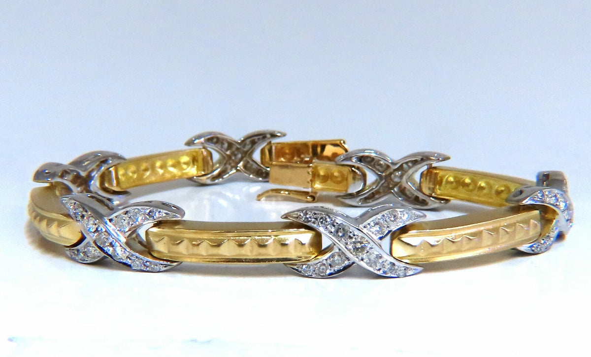 1.54ct natural round diamonds x bracelet 14 karat gold two-tone 7.5 *v
