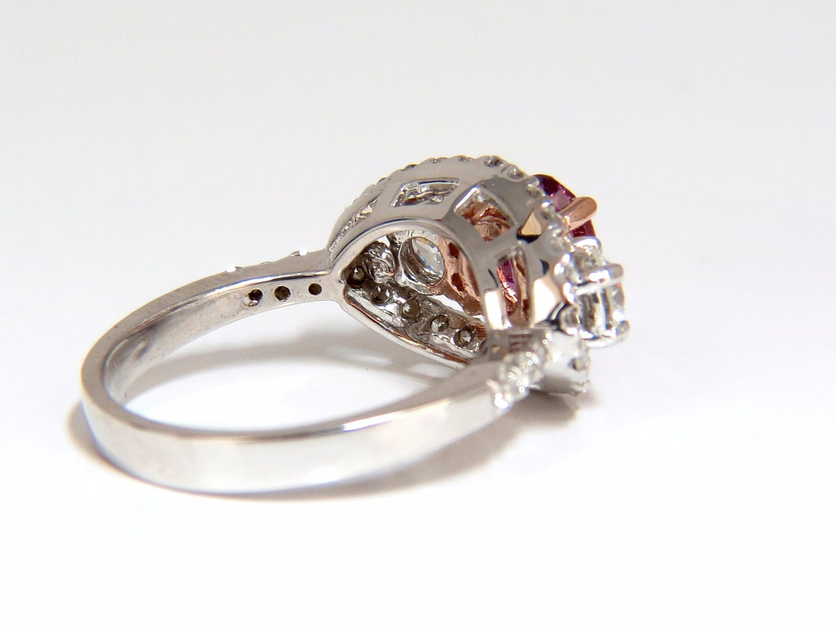GIA Certified 2.97ct natural no heat vivid pink sapphire ring three stone wrap*v