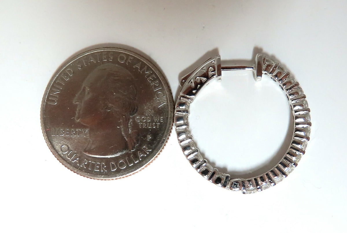 2.34ct natural round diamonds inside out hoop earrings button 14 karat *v