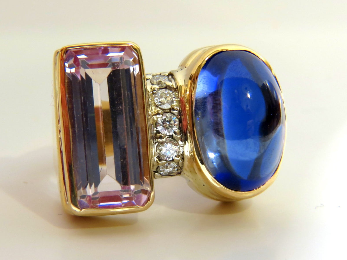 14.75ct Lab Sapphire diamonds ring vivid blue 14kt Kunzite *v