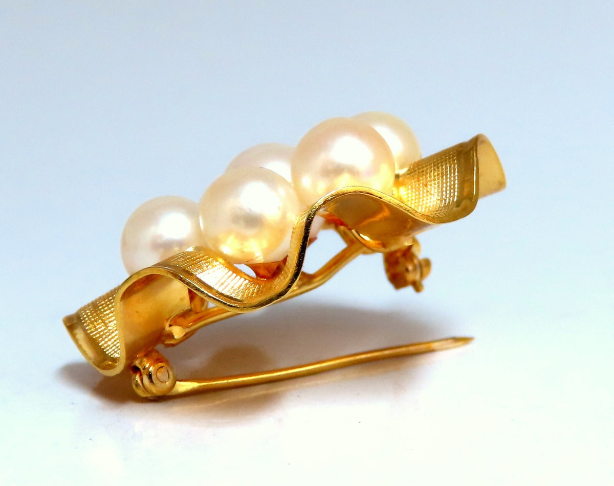 Cluster South Sea Pearls Pin 14kt Gold *v