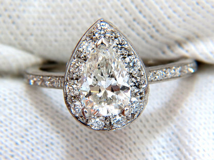 GIA Certified 1.15ct Pear Shape diamond ring 1.00ct. round accents platinum *v