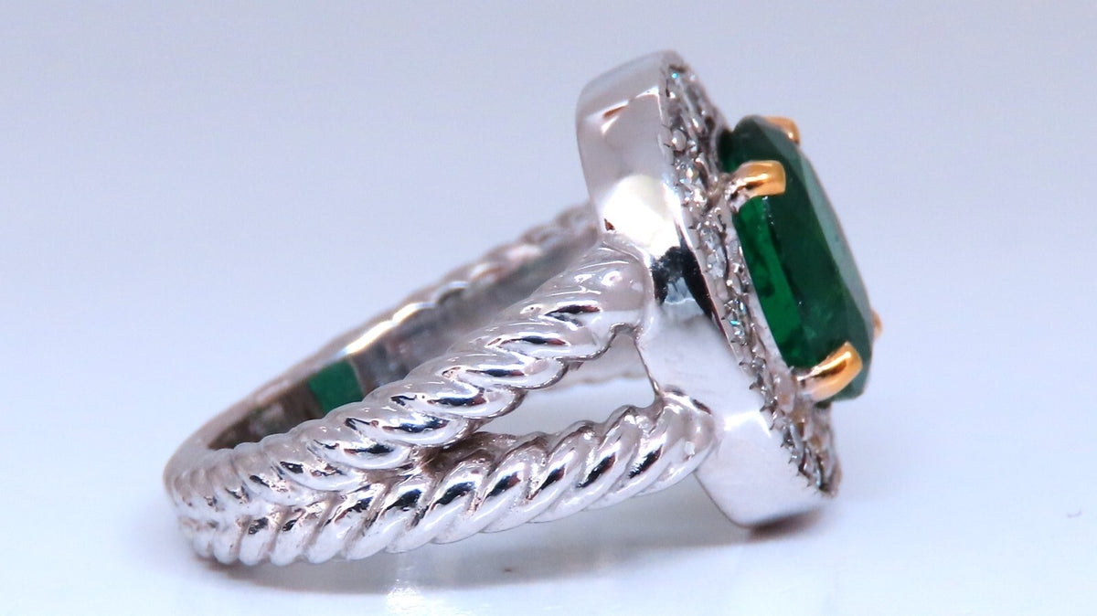 Emerald Diamonds Ring 14kt 2.69ct Natural Oval Brilliant *v