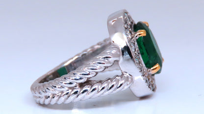 Emerald Diamonds Ring 14kt 2.69ct Natural Oval Brilliant *v