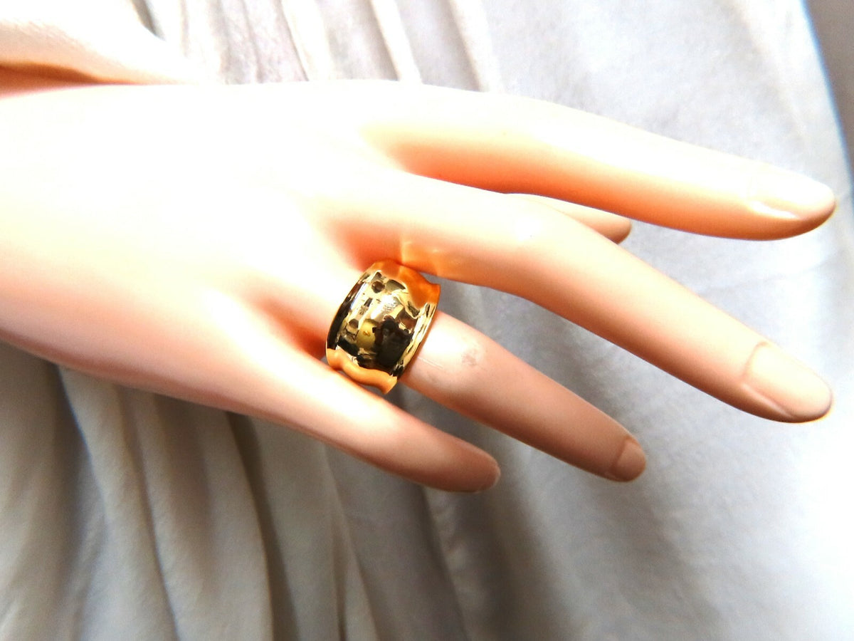 Wide Flat band slight dome ring 14kt gold *v