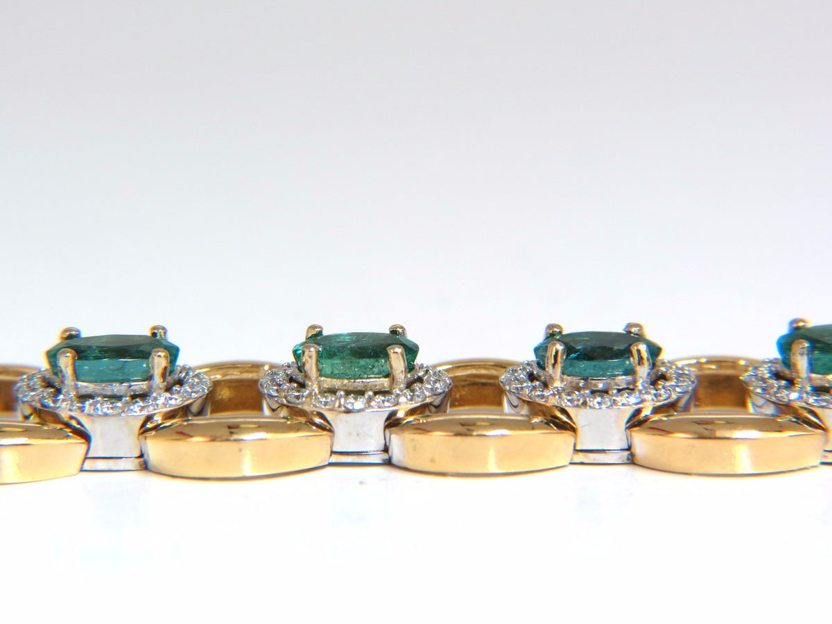 13.10ct Bright vivid green natural emerald diamonds cluster bracelet 14kt *v