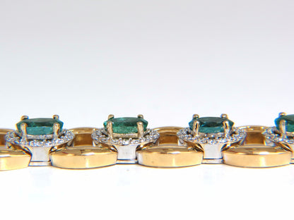 13.10ct Bright vivid green natural emerald diamonds cluster bracelet 14kt *v