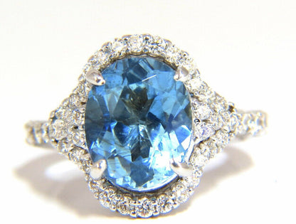 5.15ct natural prime aqua blue aquamarine diamonds ring 14kt *v