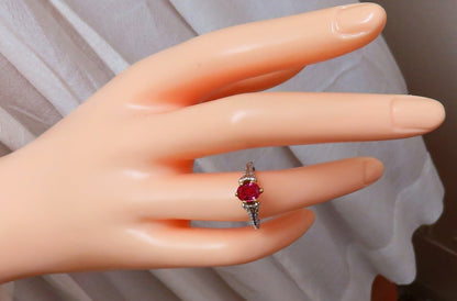 AIGS Certified 1.07ct Natural Pink No Heat Ruby Diamonds Ring 14 Karat *v