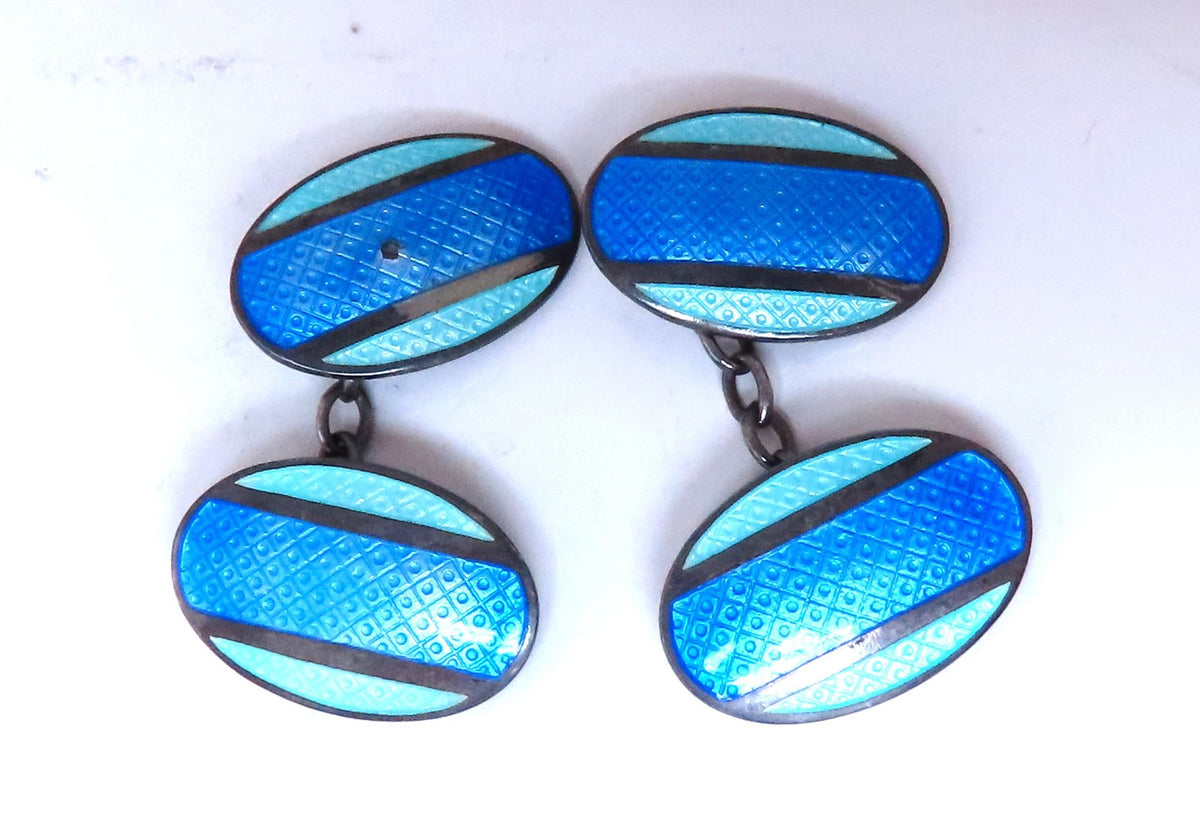Vintage BGM  Sterling Silver Enamel Cufflinks 12480 *v