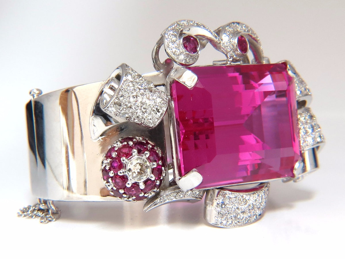GIA Lab Pink Sapphire Diamonds Ruby Bangle Bracelet Parisian Posh Deco *v
