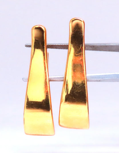 Elongated Semi Hoop High Shine Lever Clip Earring 14kt 12504 *v
