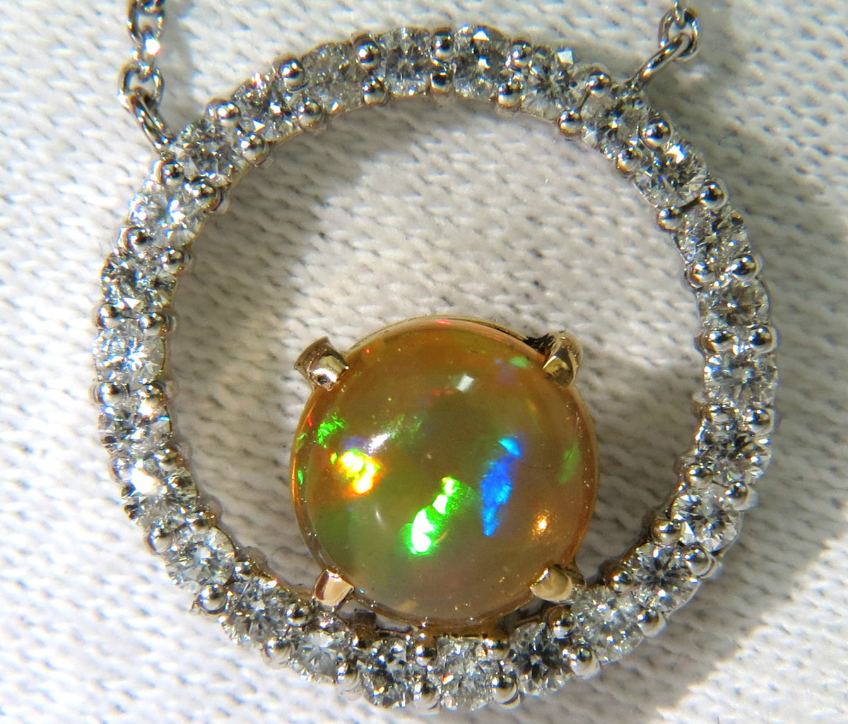 2.60CT NATURAL VIBRANT OPAL DIAMOND NECKLACE 14KT *v