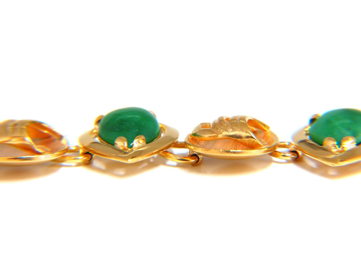 15ct Vintage Estate Natural Jade bracelet 14kt gold *v