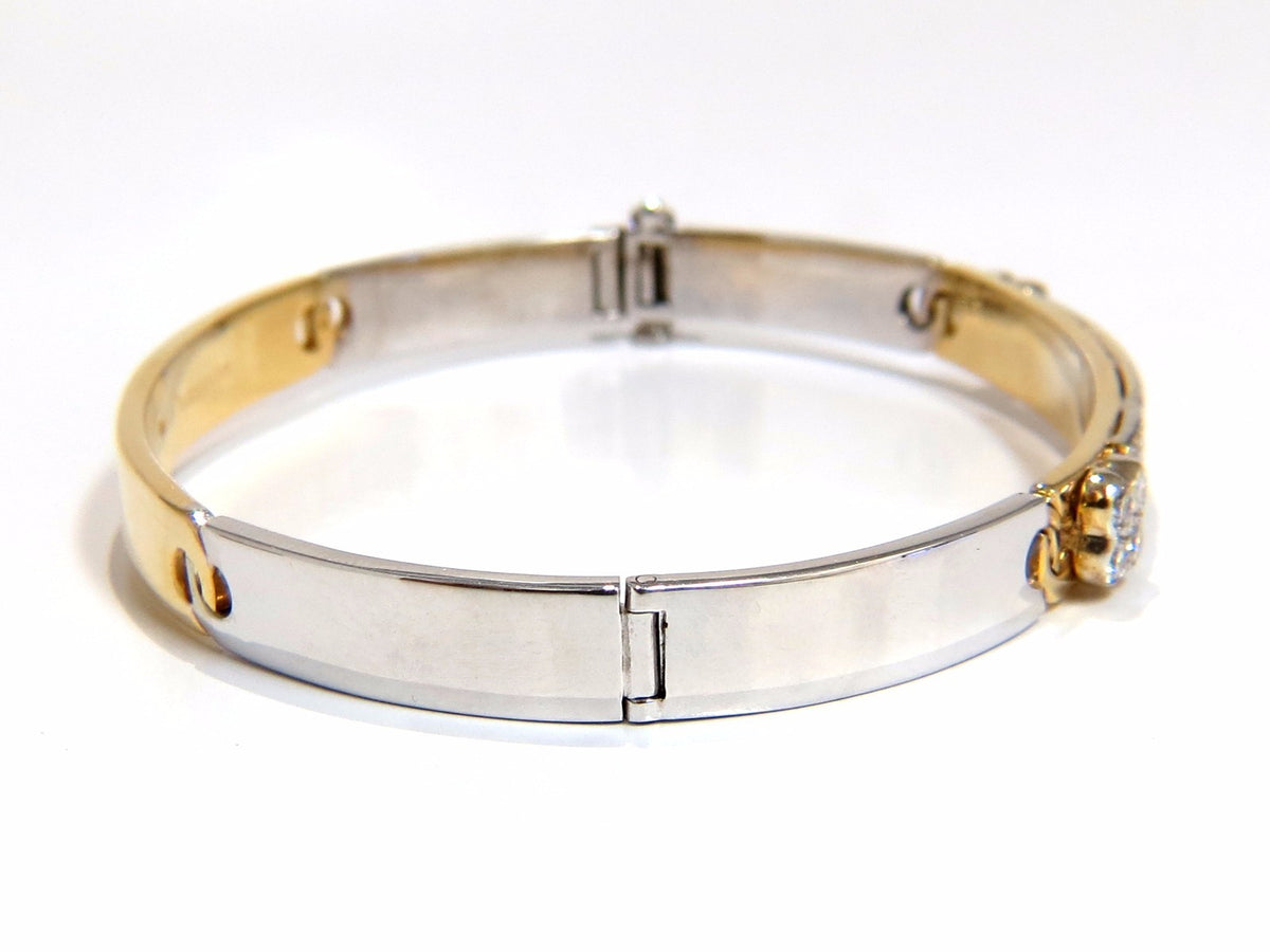 designer bangle bracelet 18kt 1.50ct. natural diamonds two toned mod *v