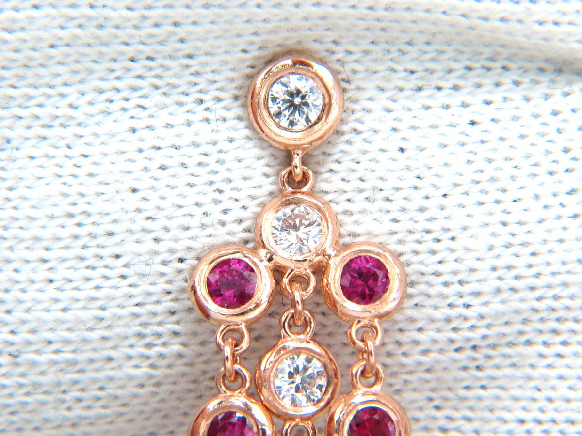3.00ct natural deep red ruby diamond by yard dangle earrings 14kt *v