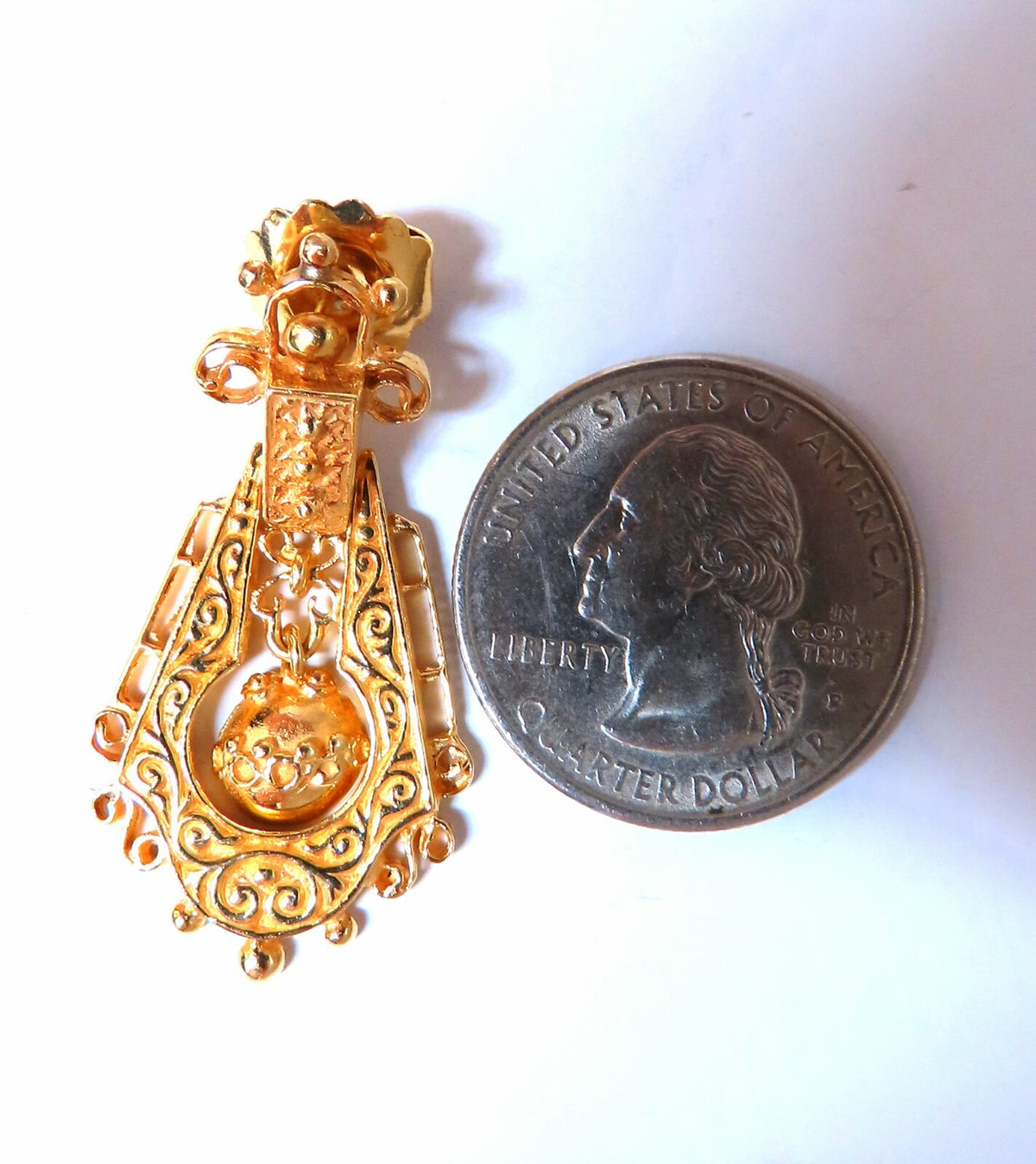 Gypsy Dangle Bohemian Deco Earrings 14kt Gold *v