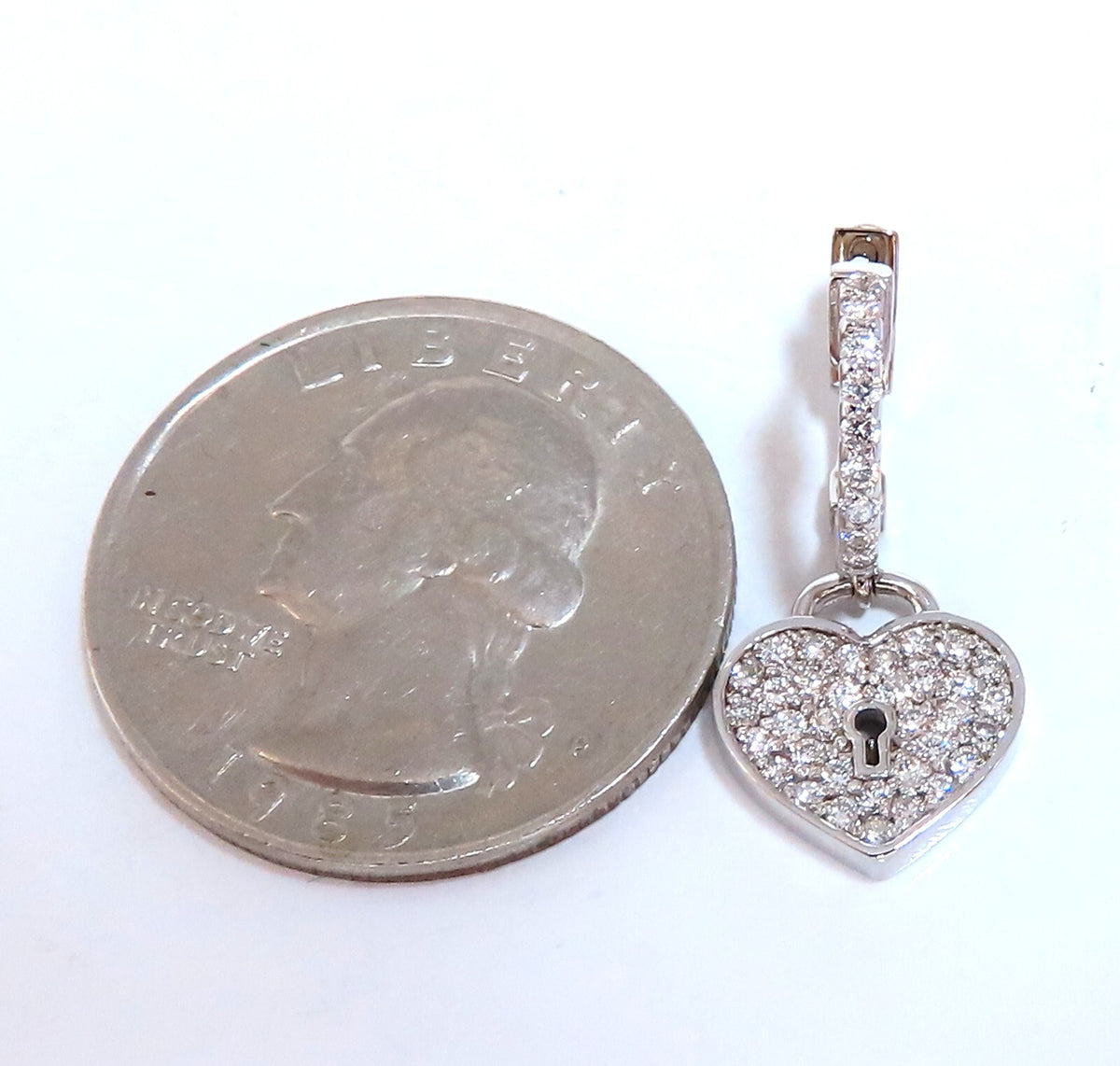 1ct Natural Diamond Heart Key Earrings 14kt *v