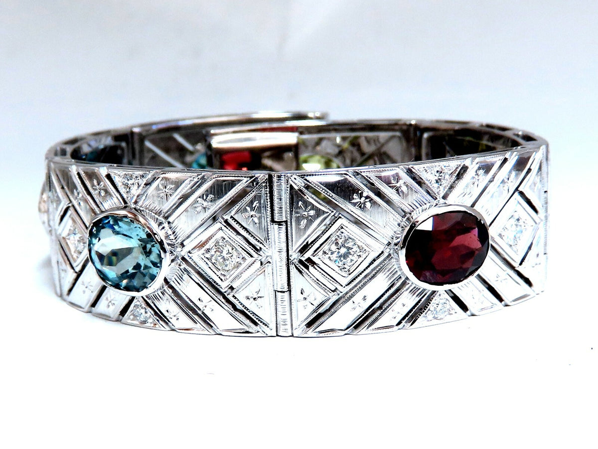 24.30ct Natural Gem Line Vintage Graver Etch Cuff Bracelet 18kt *v