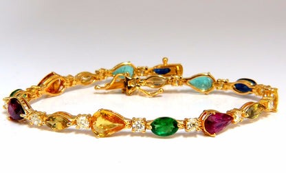 8.38ct tsavorite sapphires emeralds yellow diamond tennis bracelet 18kt *v