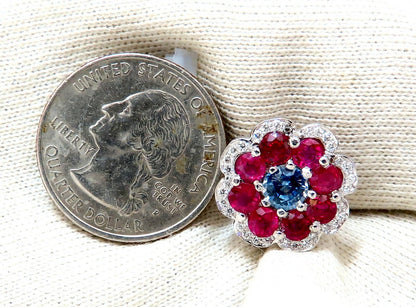 7.30Ct Natural Ruby Sapphire Diamond Cluster Earrings 14 Karat Clip Cocktail *v